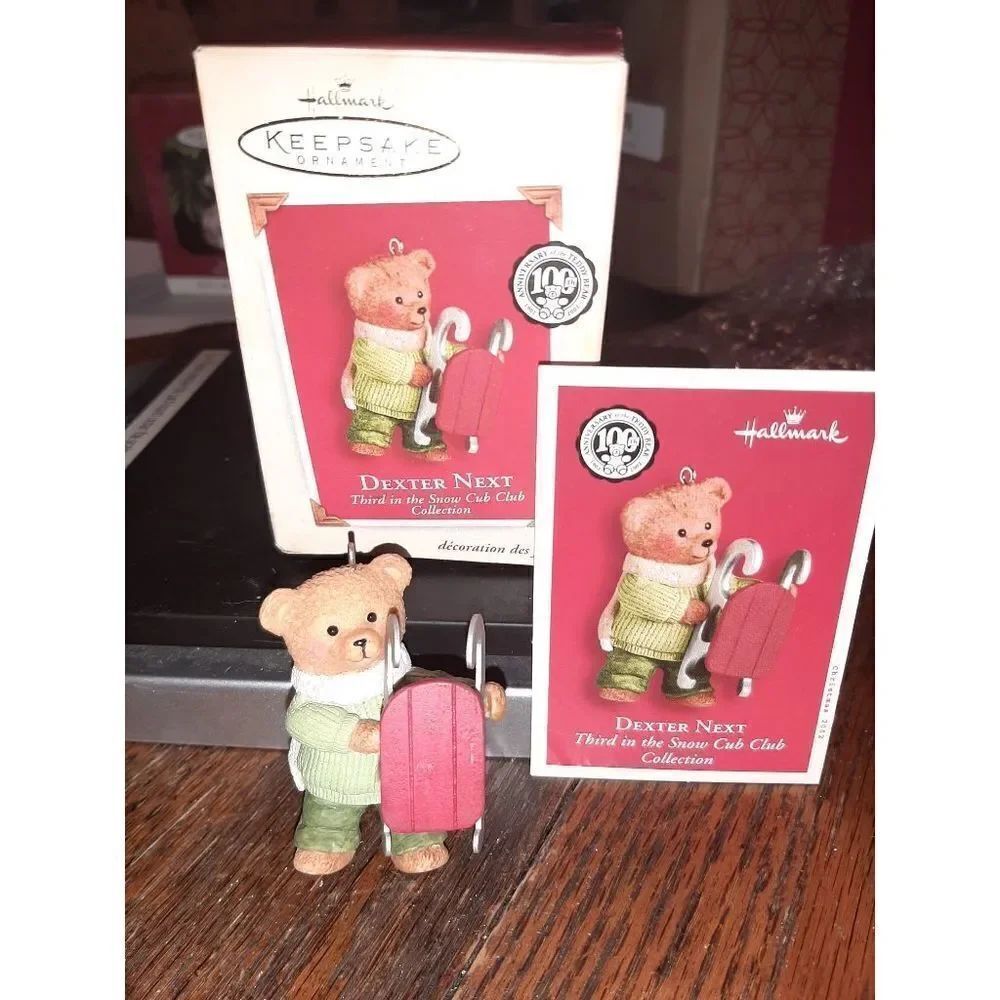 New 2002 Hallmark Keepsake 100th Anniversary Teddy Bear Dexter Next Ornament